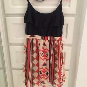 Navy and red tribal dress